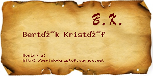 Bertók Kristóf névjegykártya